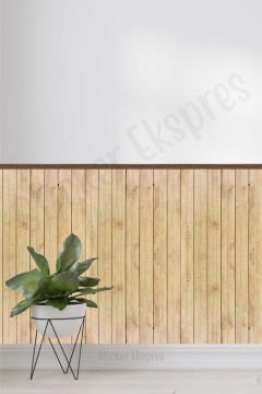 Doğal Ahşap Rengi Duvar Panel Folyosu, Ahşap Panel Görünümlü Duvar Sticker