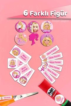 Okul Etiketi Barbie Kalem Defter Etiketi Özel İsim Yazılabilen Etiket 245 Adet