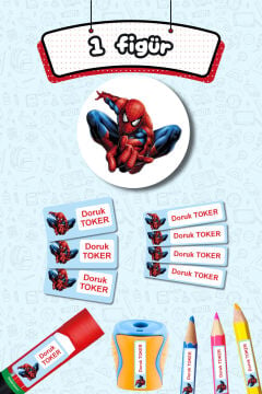 Okul Etiketi Spiderman Örümcek Adam Kalem Defter Etiketi Özel İsim Yazılabilen Etiket 245 Adet