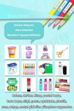 Okul Etiketi Unicorn Kalem Defter Etiketi Özel İsim Yazılabilen Etiket 245 Adet