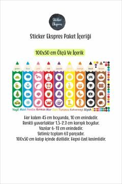 Renkleri Öğreniyorum Anaokulu Kreş Okul Çocuk Odası Duvar Kapı Cam Sticker Seti