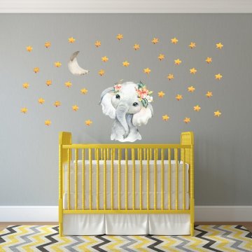 Sarı Yıldızlı Çiçek Tokalı Fil Set