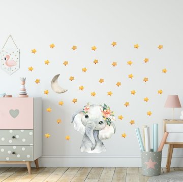 Sarı Yıldızlı Çiçek Tokalı Fil Set