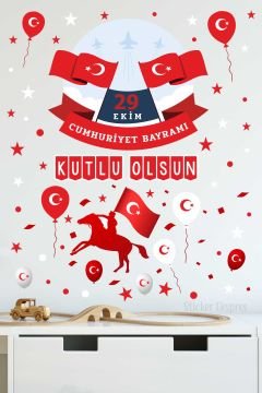 29 Ekim Cumhuriyet Bayramı Cam Duvar Pano Sticker Seti