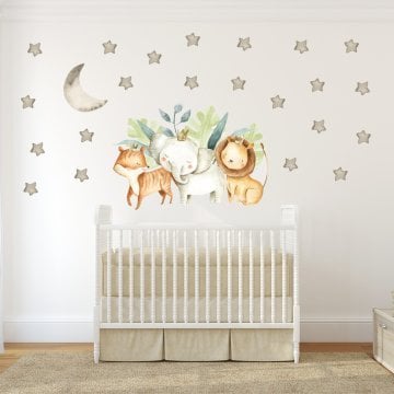 Arkadaş Safari Hayvanlar Sticker Set Gri