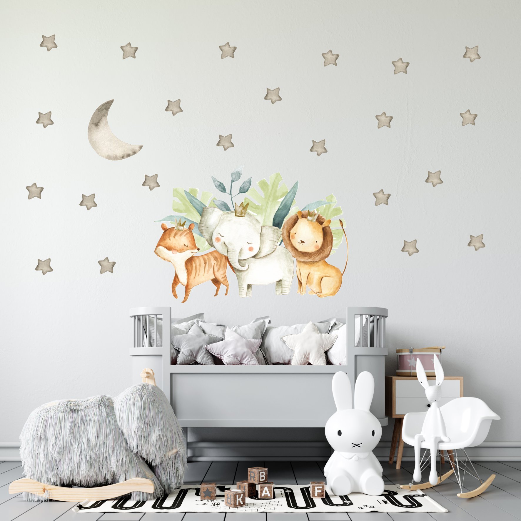 Arkadaş Safari Hayvanlar Sticker Set Gri