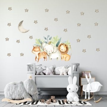 Arkadaş Safari Hayvanlar Sticker Set Gri