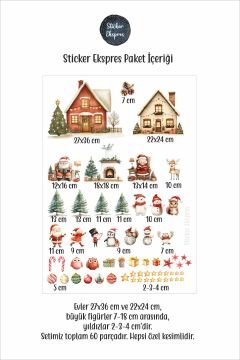 Noel Baba Ve Arkadaşları Yeni Yıl Yılbaşı Süsü Cam Kapı Duvar Sticker Seti