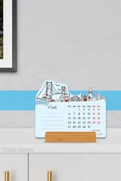 2026 İstanbul Temalı Ahşap Ayaklı Özel Tasarım Takvim, 2026 Masa Takvimi Yılbaşı Yeni Yıl Hediyesi