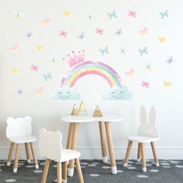 Suluboya Gökkuşağı Kelebek Sticker Set