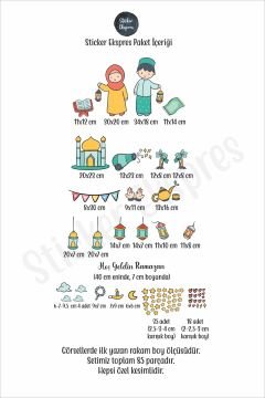 Çocukların Ramazan Karşılaması Duvar Cam Kapı Sticker Ramazan Süsleri