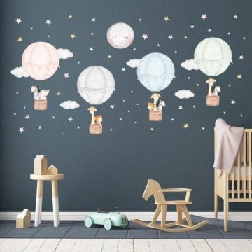 Sevimli Hayvanlı Dört Balonlu Sticker Set