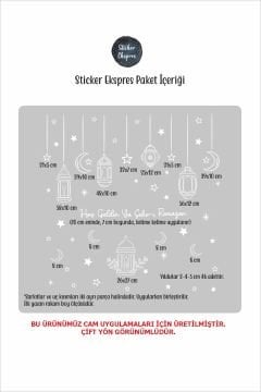 Sarkıtlı Beyaz Ramazan Fenerleri Çift Taraflı Hoşgeldin Ramazan Cam Sticker Ramazan Süsleri