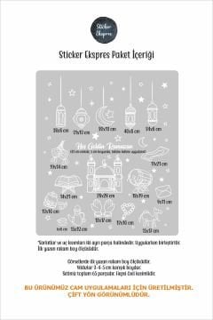 Beyaz Ramazan Figürleri Çift Taraflı Hoşgeldin Ramazan Cam Sticker Ramazan Süslemeleri