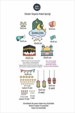 Ramazan İftar Sofrası Dualı Ramazan Duvar Cam Kapı Sticker Seti / Kabe Ve Cami Sticker