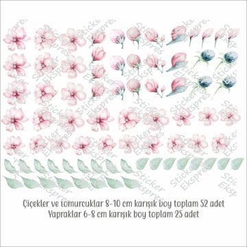 Çiçekler ve Tomurcuklar Sticker Set