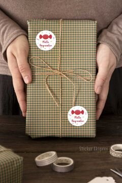 Kırmızı Şekerli İyi Bayramlar Etiketi Ramazan Bayramı Kurban Bayramı Sticker Suya Dayanıklı