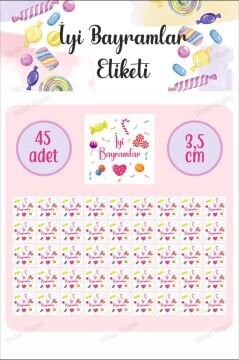 Kare Şeklinde Şekerli İyi Bayramlar Etiketi Ramazan Bayramı Kurban Bayramı Sticker