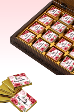 Kare Şeklinde Pembe Kırmızı Güllü İyi Bayramlar Etiketi Ramazan Bayramı Kurban Bayramı Sticker