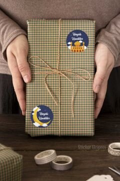 Lacivert Zeminli Hayırlı Kandiller Etiketi Mübarek Günler Kandil Sticker