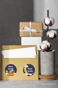 Lacivert Zeminli Hayırlı Kandiller Etiketi Mübarek Günler Kandil Sticker