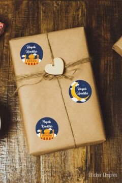 Lacivert Zeminli Hayırlı Kandiller Etiketi Mübarek Günler Kandil Sticker