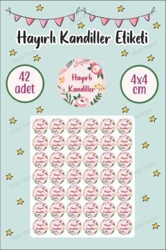 Renkli Çiçekli Hayırlı Kandiller Etiketi Mübarek Günler Kandil Sticker