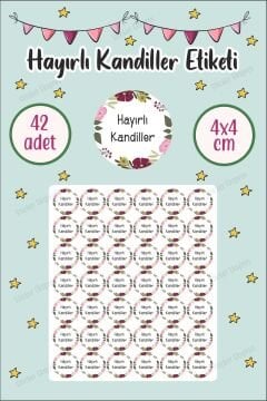 Mürdüm Ve Pembe Çiçekli Hayırlı Kandiller Etiketi Mübarek Günler Kandil Sticker