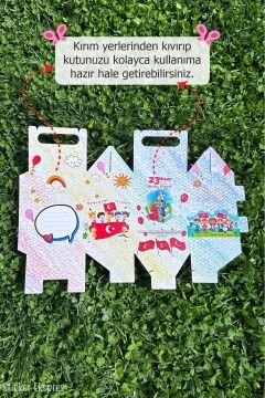 Büyük Boy 23 Nisan Hediye Kutusu 8 Adet Özel Tasarım Hediyelik Kutu Hediye Paketi