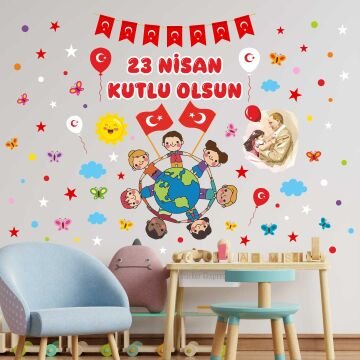 23 Nisan Ulusal Egemenlik Ve Çocuk Bayramı Atatürk Cam Kapı Duvar Sticker Seti
