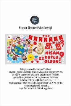 23 Nisan Ulusal Egemenlik Ve Çocuk Bayramı Atatürk Cam Kapı Duvar Sticker Seti