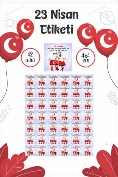 23 Nisan Etiketi Kare Şeklinde Ulusal Egemenlik Ve Çocuk Bayramı Sticker