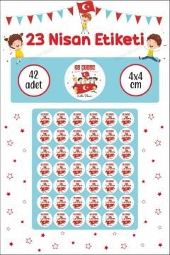 23 Nisan Etiketi Çocuk Konfeti Ve Bayraklı Ulusal Egemenlik Ve Çocuk Bayramı Sticker
