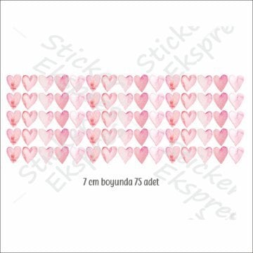 7 cm Pembe Suluboya Kalp Sticker Set