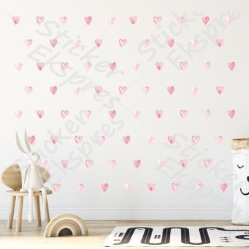 7 cm Pembe Suluboya Kalp Sticker Set