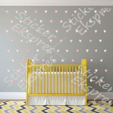 5 cm Pembe Suluboya Kalp Sticker Set