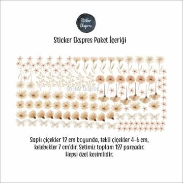 Pastel Boho Çiçekler Duvar Sticker Seti