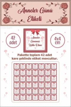 Kare Şeklinde Anneler Günü Etiketi Su Geçirmez Sticker