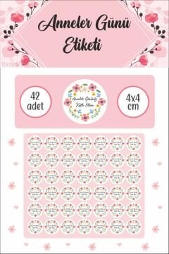 Renkli Çiçekli Anneler Günü Etiketi Su Geçirmez Sticker