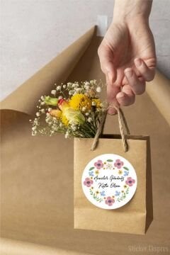 Renkli Çiçekli Anneler Günü Etiketi Su Geçirmez Sticker