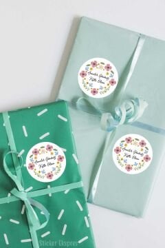 Renkli Çiçekli Anneler Günü Etiketi Su Geçirmez Sticker