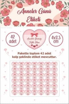Kalp Şeklinde Anneler Günü Etiketi Su Geçirmez Sticker