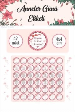 Kurdele Ve Çiçekli Anneler Günü Etiketi Su Geçirmez Sticker