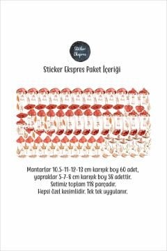 Kırmızı Mantarlar Ve Yapraklar Çocuk Odası Duvar Sticker Seti Mantar Sticker