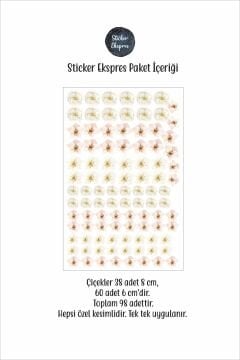 Toz Pembe Krem Suluboya Çiçekler Çocuk Odası Duvar Sticker Seti Çiçek Etiket