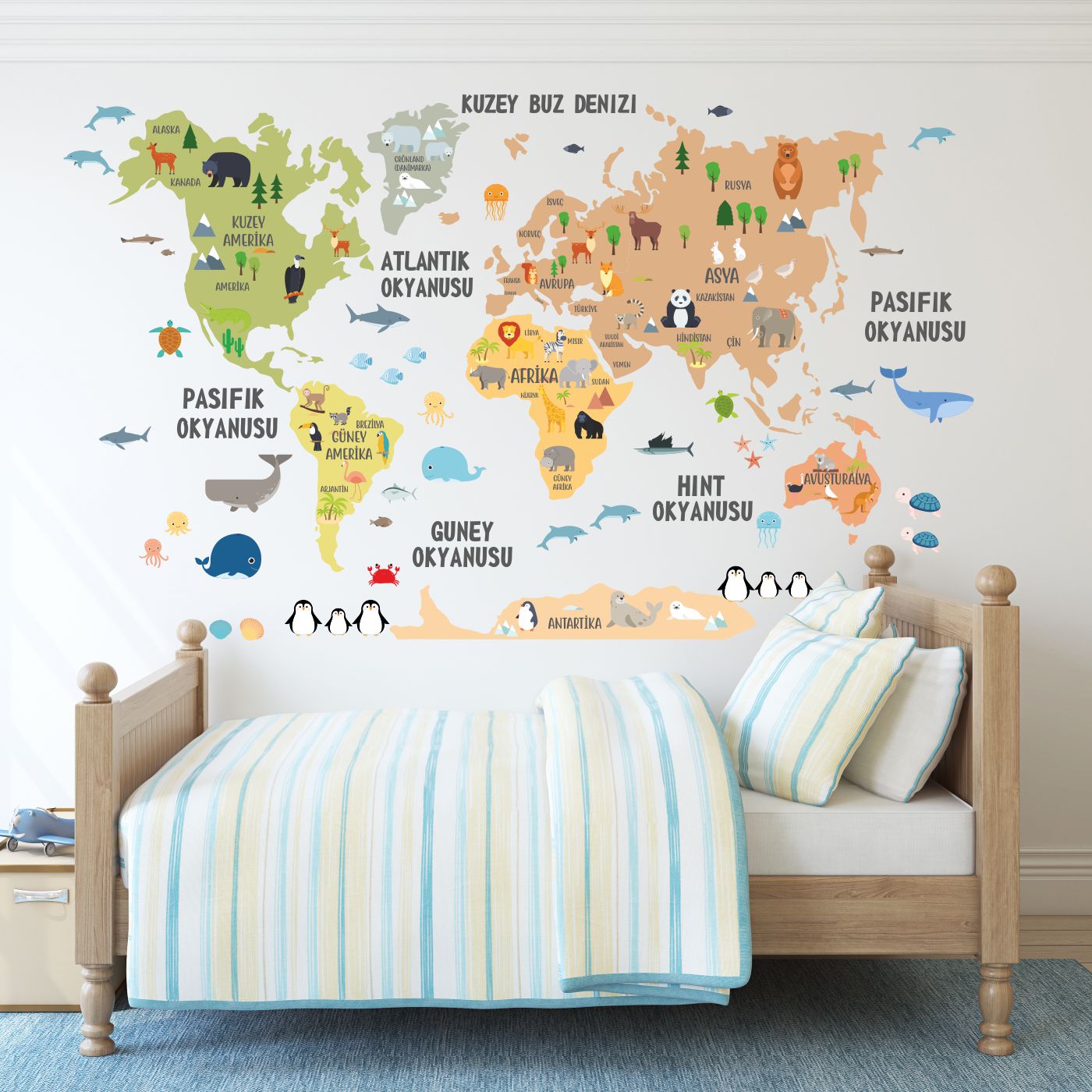 Türkçe Dünya Haritası Sticker Softy