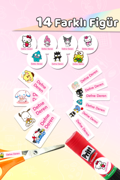 Okul Etiketi Sanrio Temalı Kalem Defter Etiketi Özel İsim Yazılabilen Etiket 245 Adet