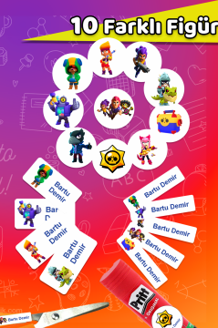 Okul Etiketi Brawl Stars Kalem Defter Etiketi 245 Adet İsim Etiketi