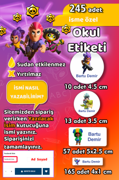 Okul Etiketi Brawl Stars Kalem Defter Etiketi 245 Adet İsim Etiketi