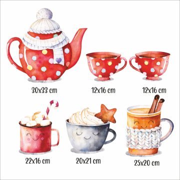 Sevimli Demlik Fincan Kupa Sticker Set
